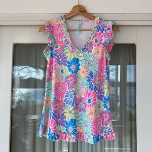 NWT Beachtime UPF50+ Floral Ruffle Sleeveless
